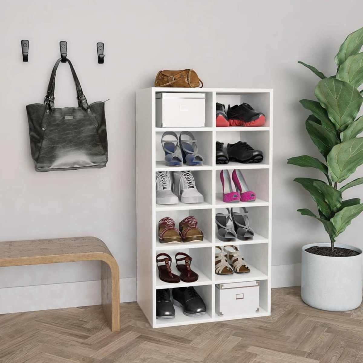 VIDAXL Etagere a chaussures Blanc 54x34x100,5 cm Bois d'ingenierie