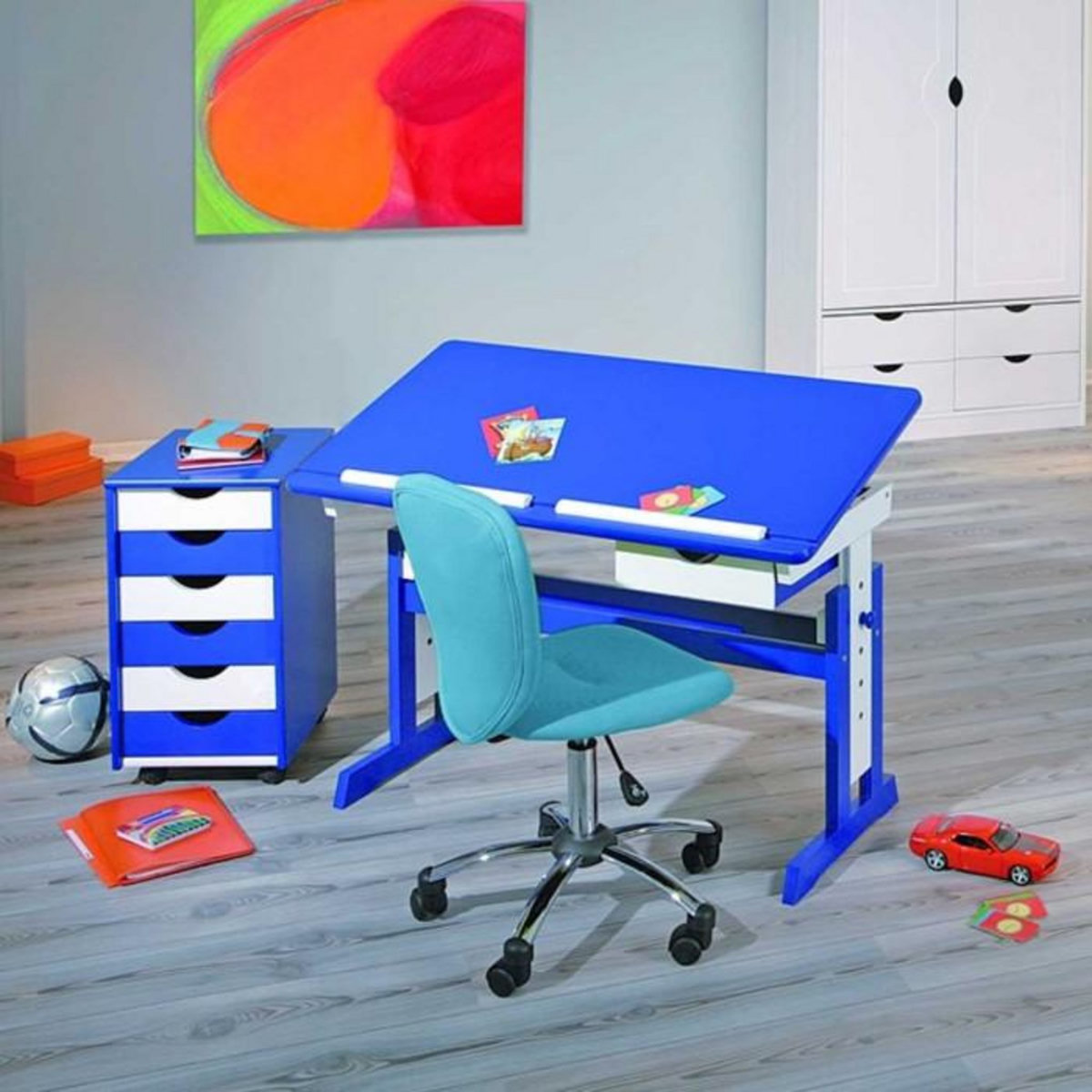 Paris Prix Bureau Enfant Pupitre Bois  Study  109cm Bleu