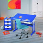 Voir la diapositive 3 : Paris Prix Bureau Enfant Pupitre Bois  Study  109cm Bleu