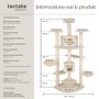 Voir la diapositive 6 : tectake Arbre à chat 201 cm avec griffoir et plateforme d'escalade beige/blanc