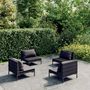 Voir la diapositive 1 : VIDAXL Salon de jardin 4 pcs avec coussins Resine tressee Gris fonce