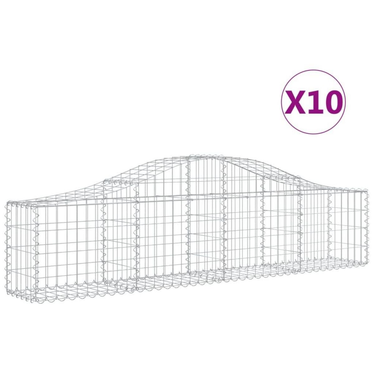 VIDAXL Paniers a gabions arques 10 pcs 200x30x40/60 cm Fer galvanise