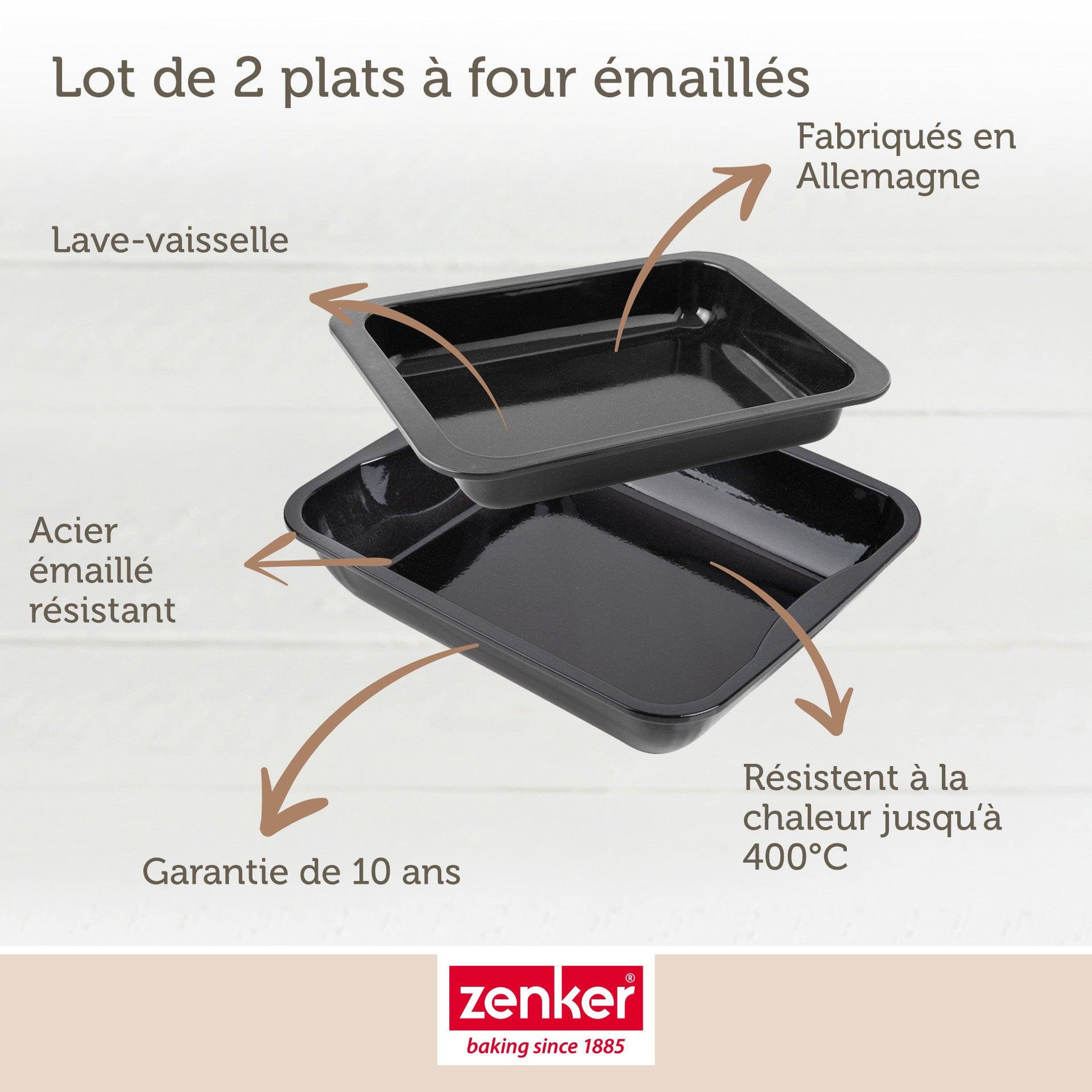 Voir la diapositive 3 : ZENKER Lot de 2 plats à four rectangulaires 40 x 34 cm et 33 x 25 cm zenker special cooking