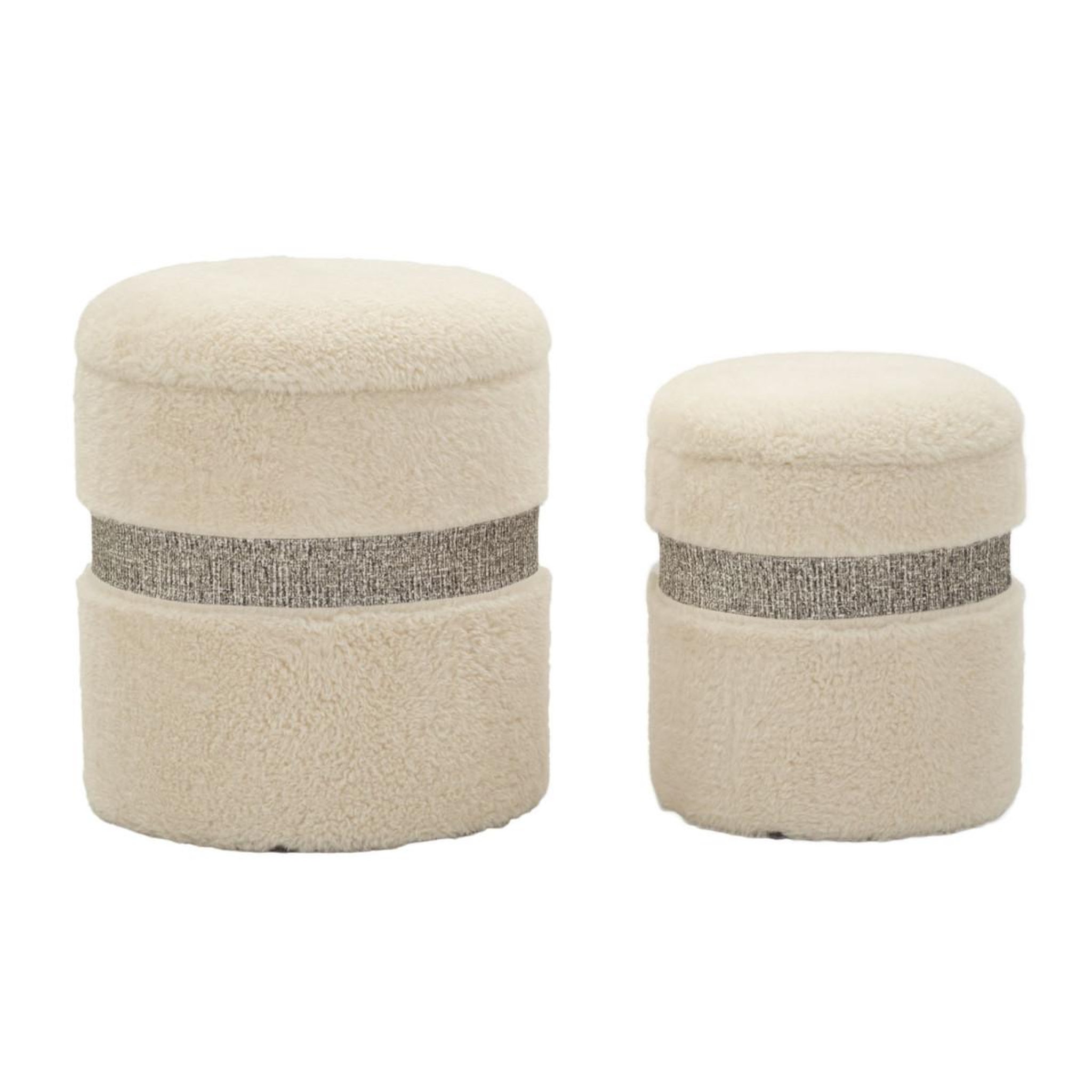 Paris Prix Lot de 2 poufs coffres  saint moritz  47cm crème