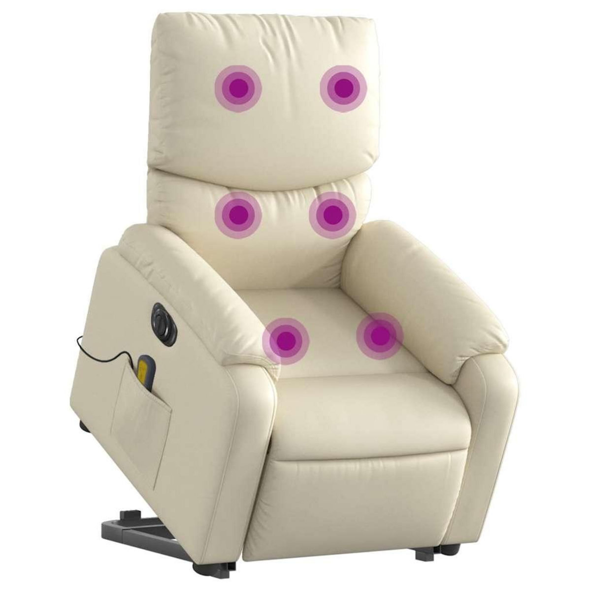 VIDAXL Fauteuil inclinable de massage electrique creme similicuir
