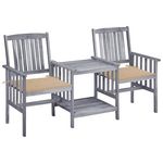 VIDAXL Chaises de jardin avec table a the et coussins Acacia solide