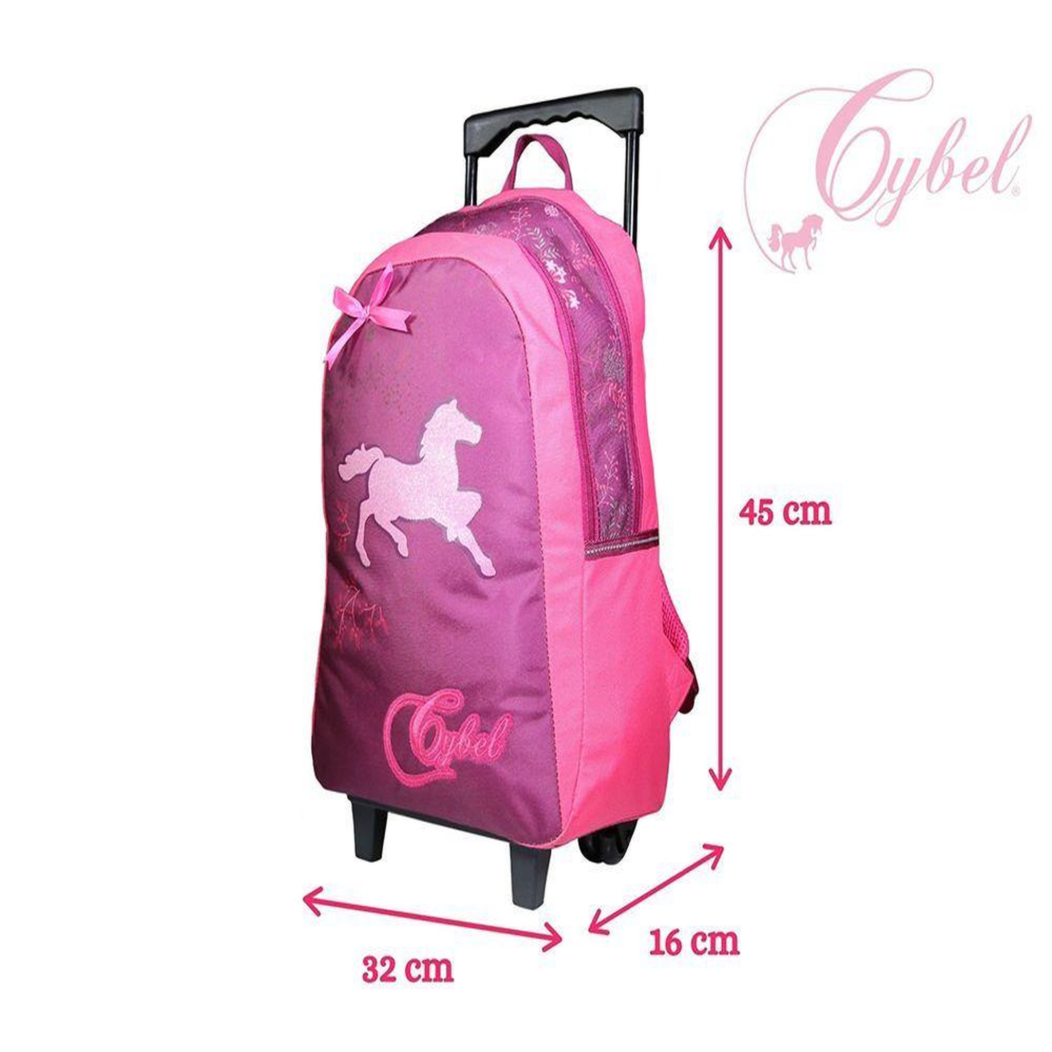 Voir la diapositive 6 : Bagtrotter BAGTROTTER Sac à dos à roulettes Cybel Cheval Violet
