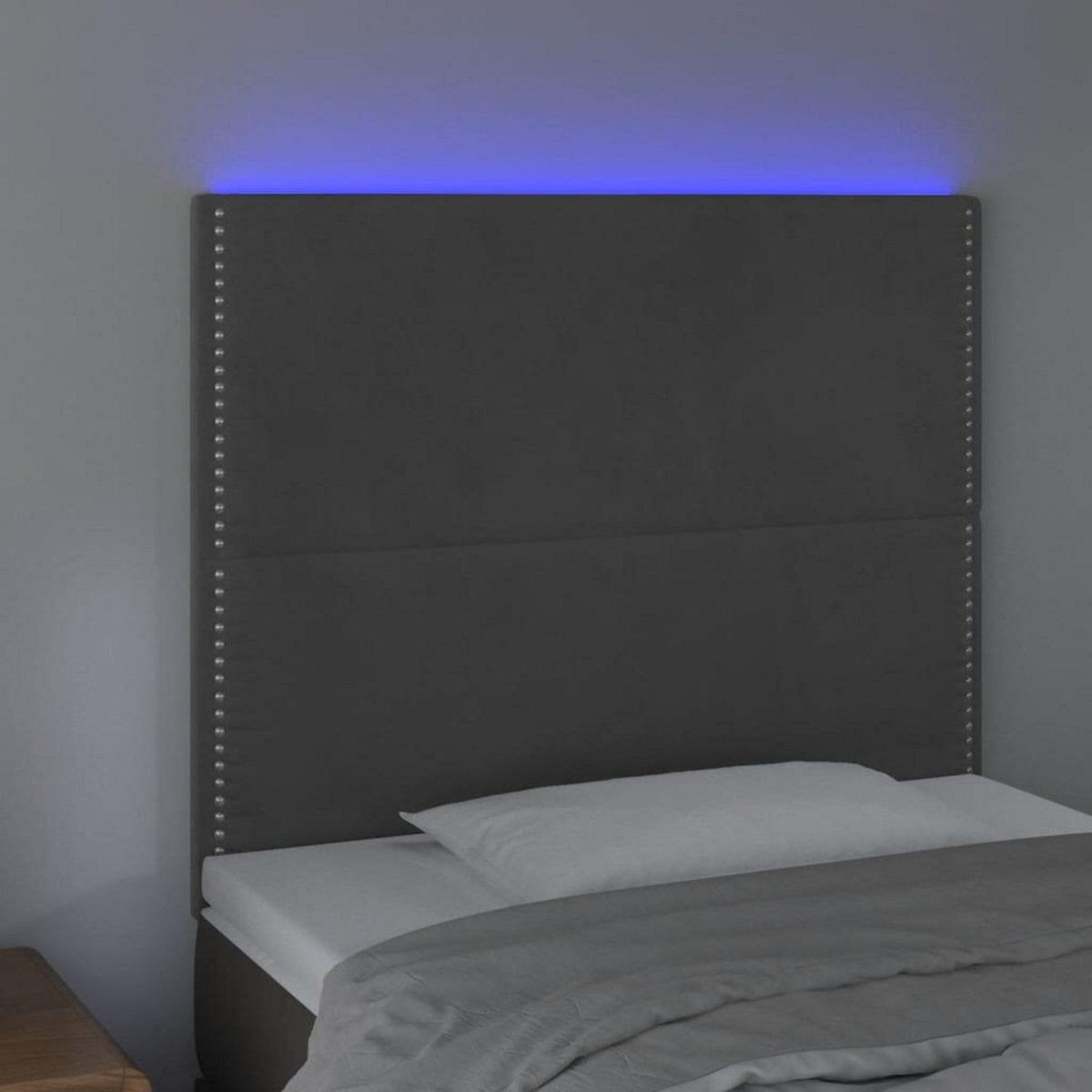 VIDAXL Tete de lit a LED Gris fonce 80x5x118/128 cm Velours