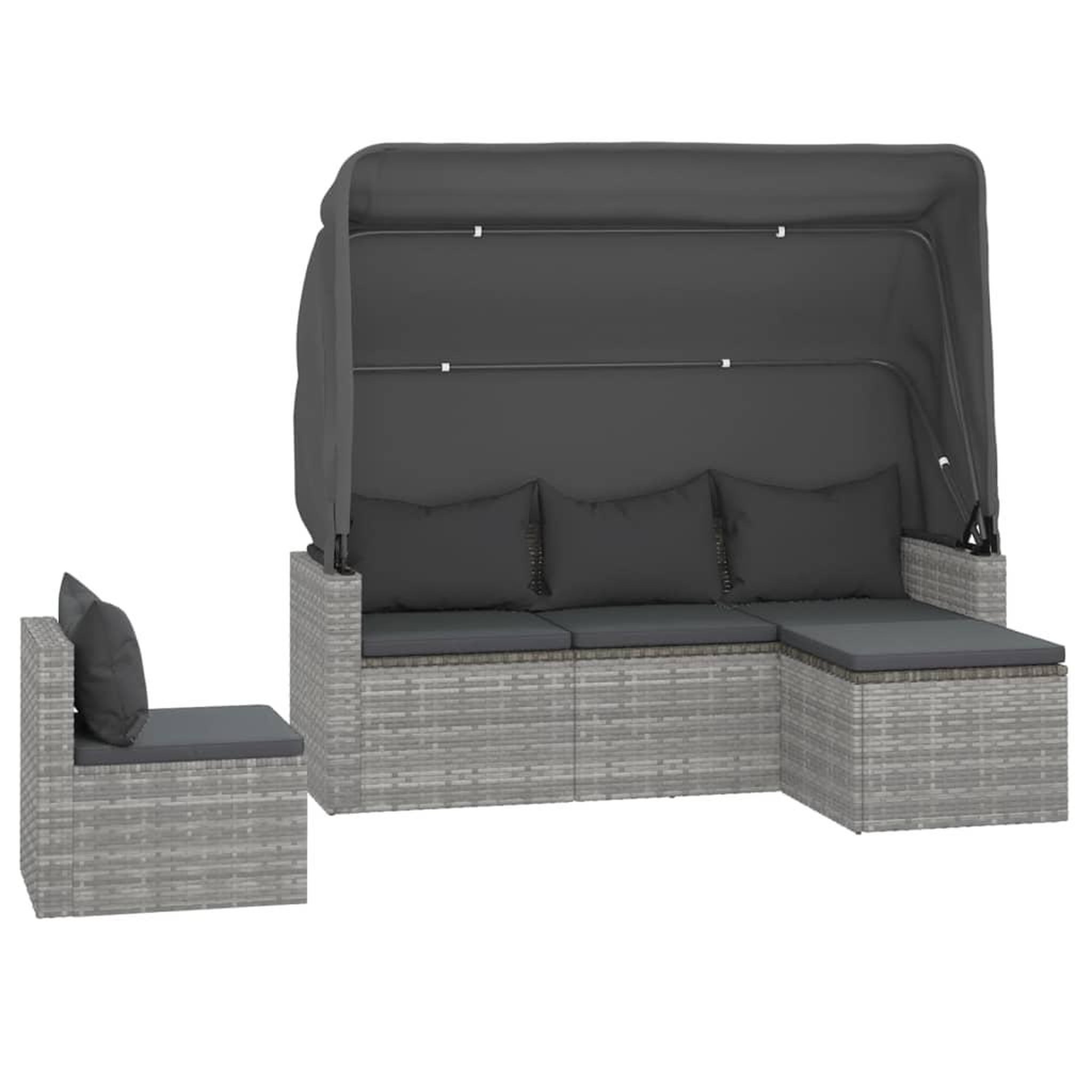 Voir la diapositive 3 : VIDAXL Salon de jardin 4 pcs avec coussins gris resine tressee