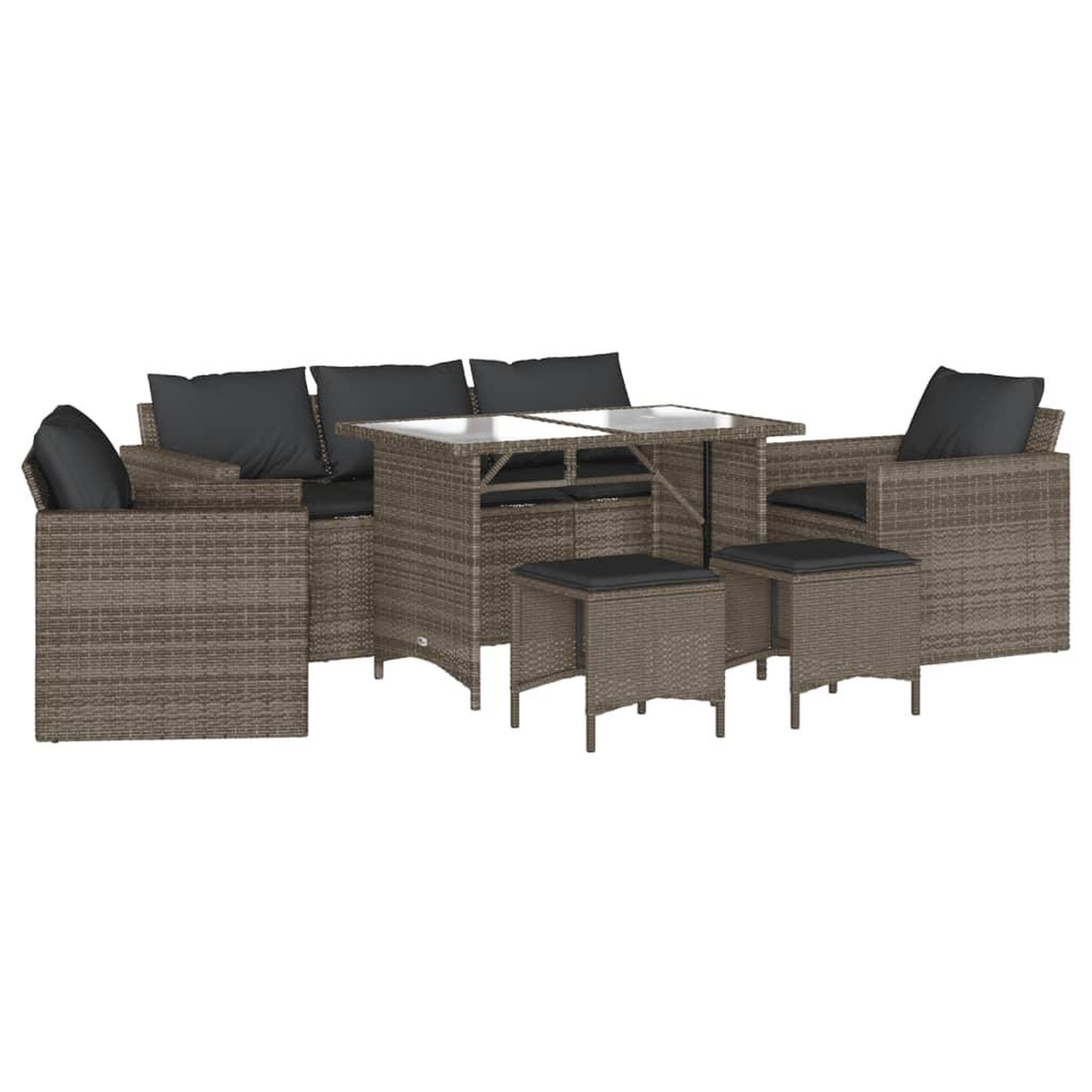 Voir la diapositive 2 : VIDAXL Salon de jardin 6 pcs avec coussins gris resine tressee