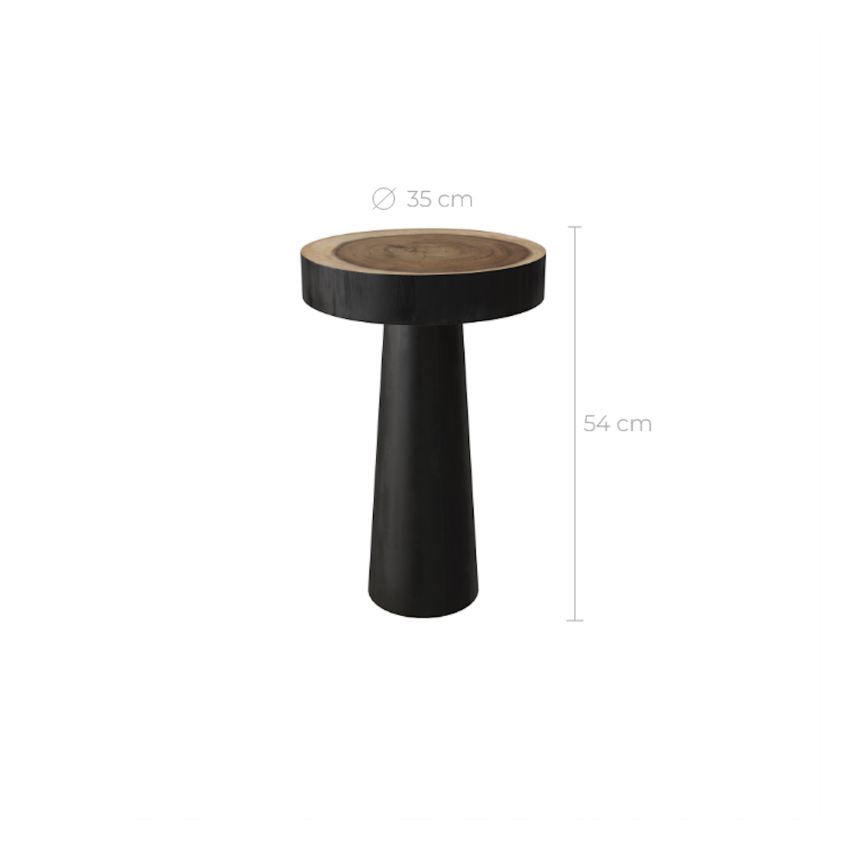 Rendez vous déco Table d'appoint ronde noire en bois de suar D35 cm-Janah