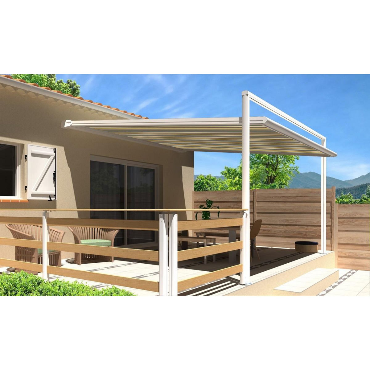 SUNSTYL Pergola blanche motorisée 3x3x2.5m MELODIE
