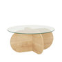Voir la diapositive 1 : TOILINUX Table basse ronde Luminix en verre et bois - Beige