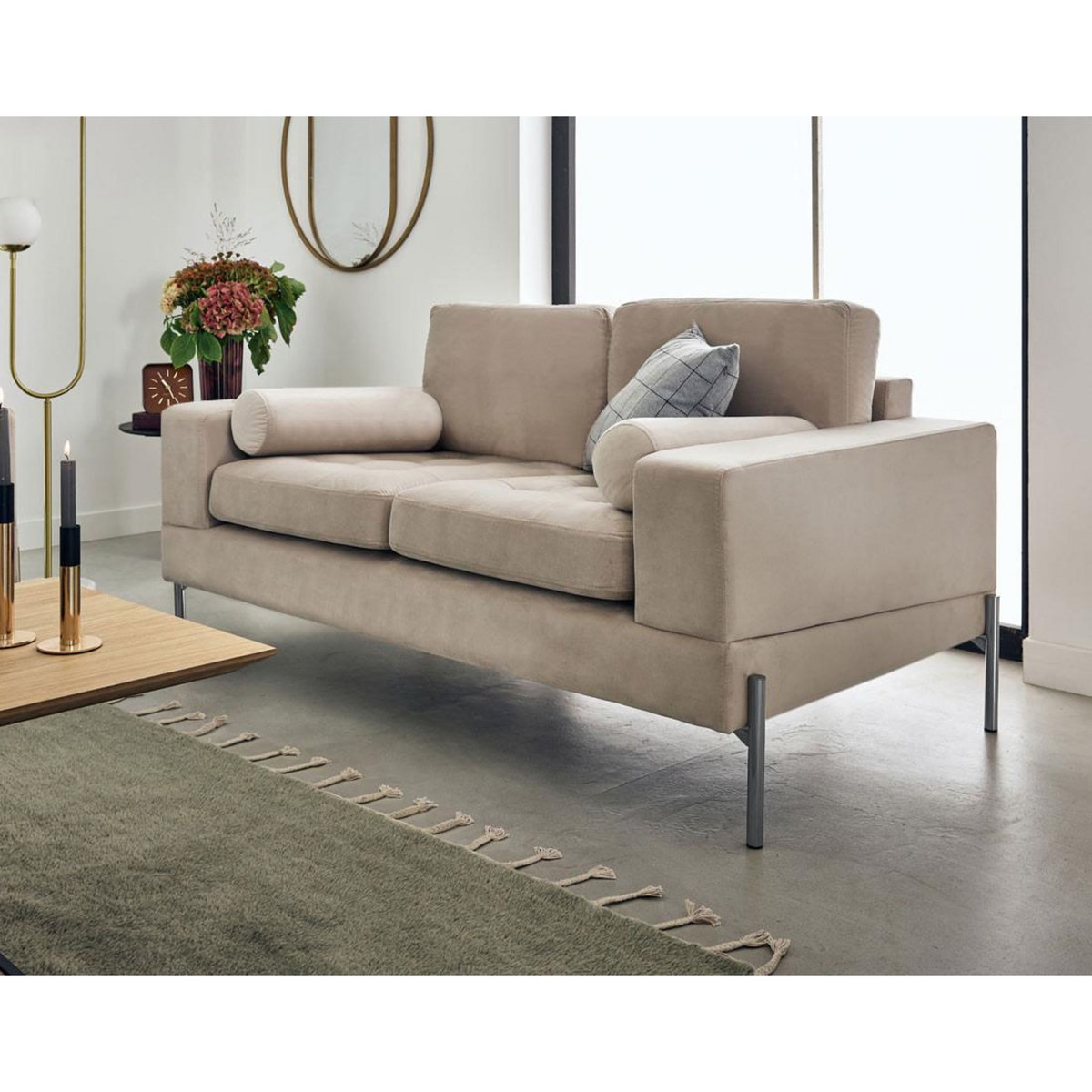 LISA DESIGN Isaure - canapé droit 2 places en velours