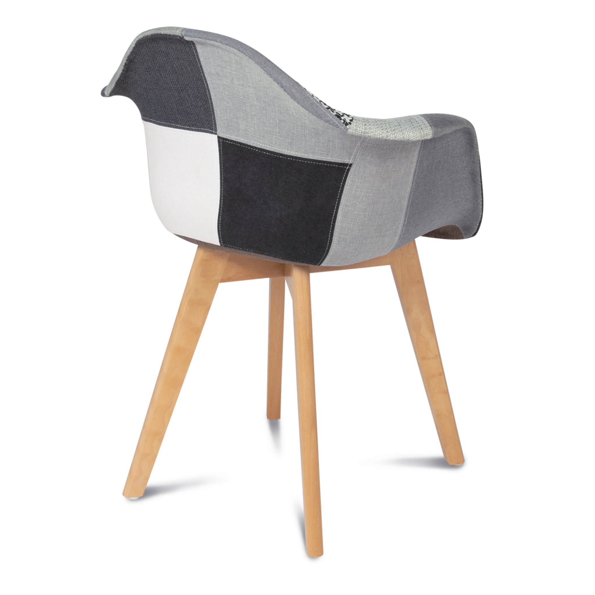 Voir la diapositive 5 : ID MARKET Lot de 2 chaises de salle à manger scandinaves, fauteuils de table sara motifs patchworks noirs, gris et blancs