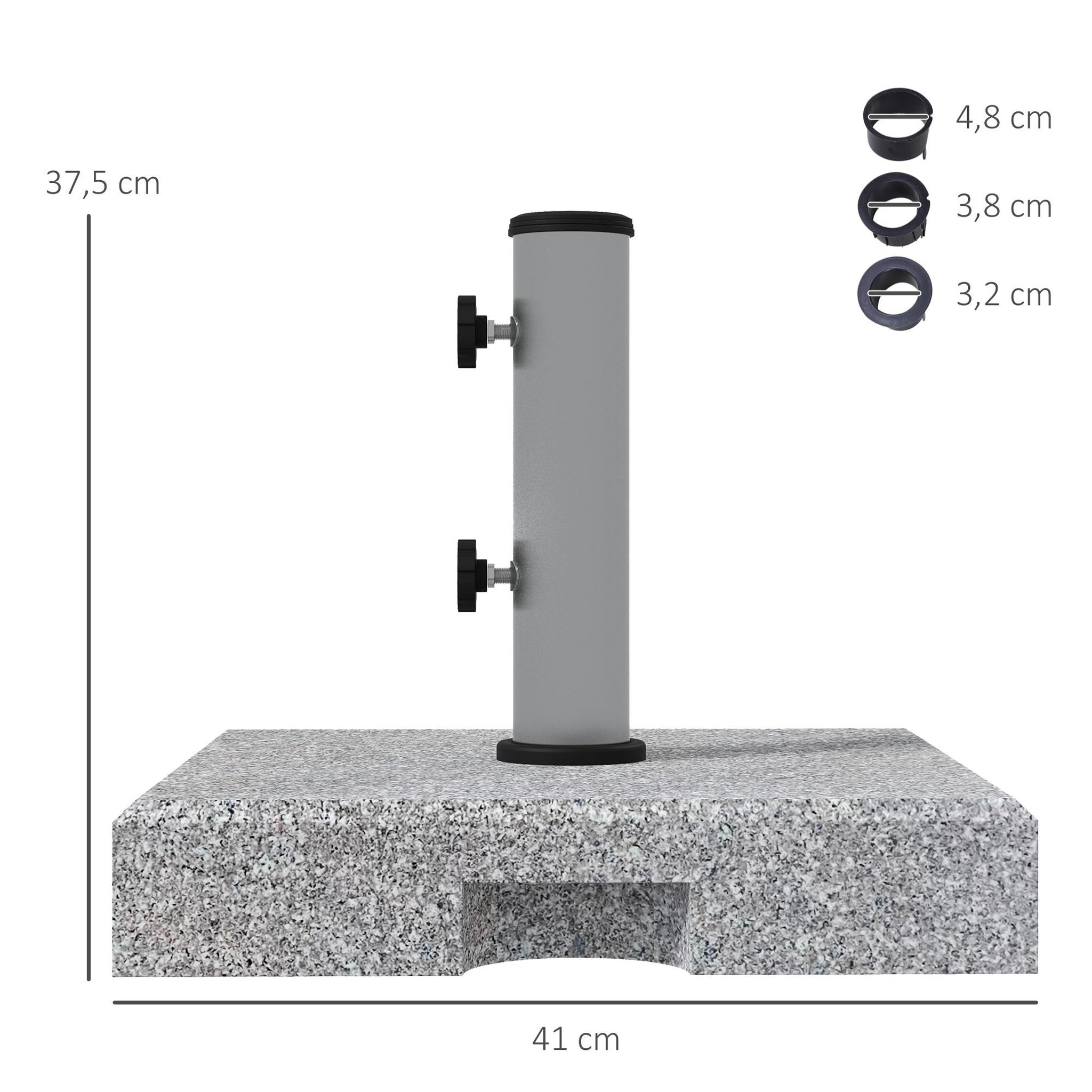 Voir la diapositive 3 : OUTSUNNY Pied de parasol - Base de lestage en granite carré 28 Kg 2 roulettes poignée