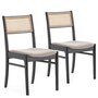 Voir la diapositive 1 : VS VENTA-STOCK Pack de 2 chaises Vilma Couleur Noir Wash, Bois Massif et Rotin naturel