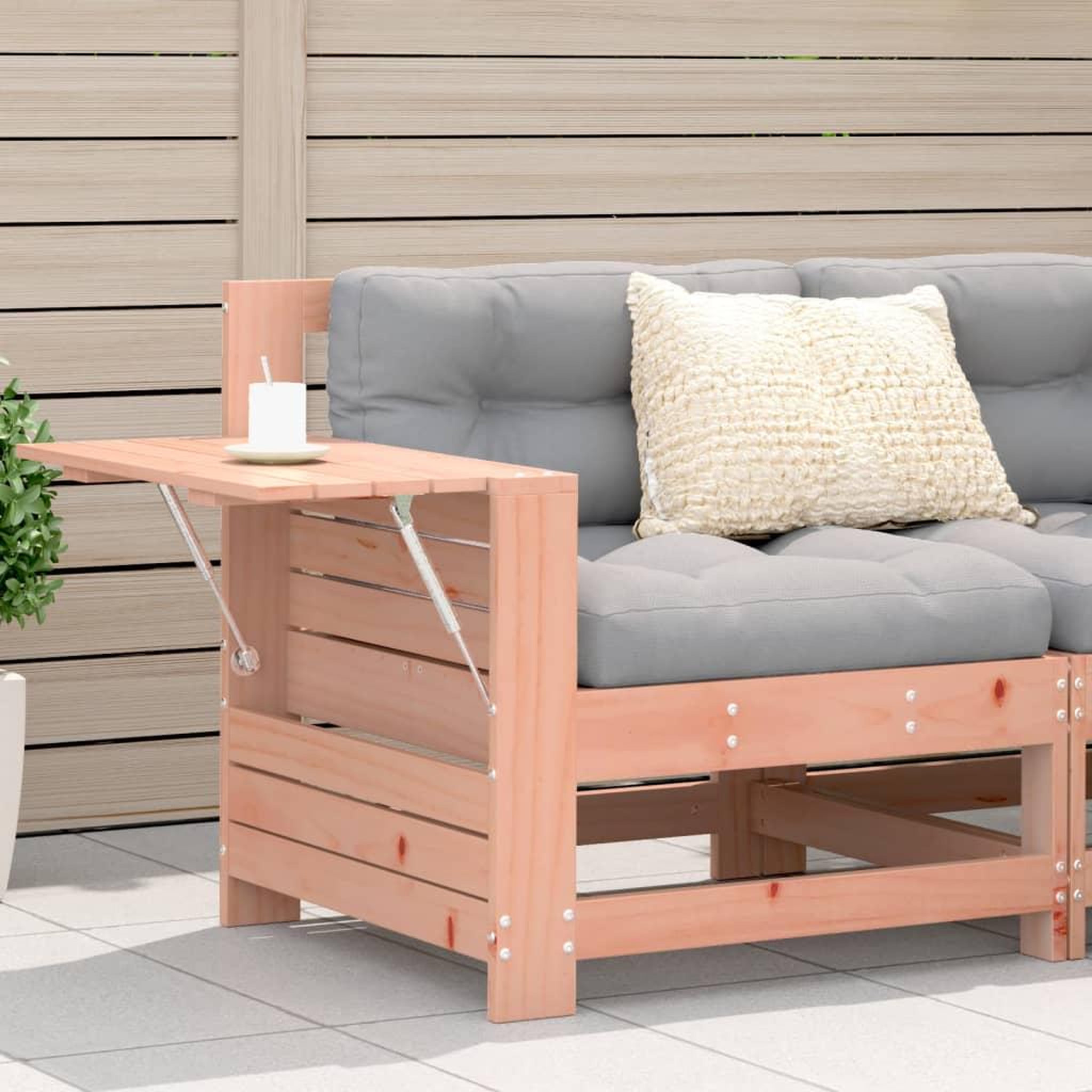 VIDAXL Canape de jardin accoudoir avec table d'appoint massif douglas