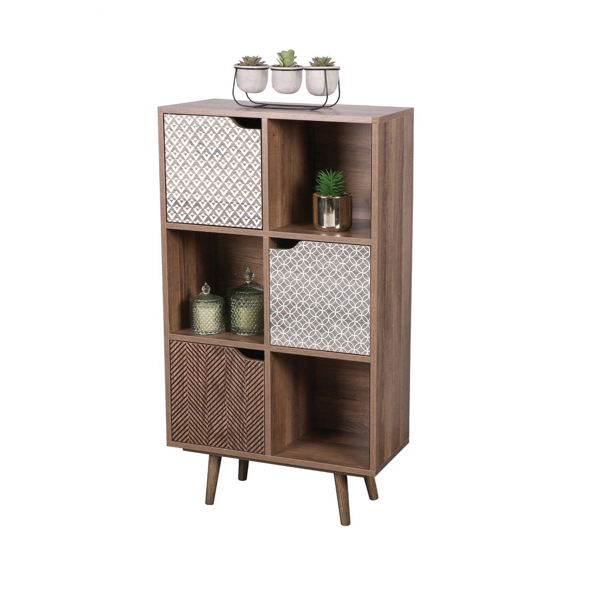TOILINUX Bibliothèque Baobab en MDF 6 casiers - L.60 cm x H.35 cm - Marron