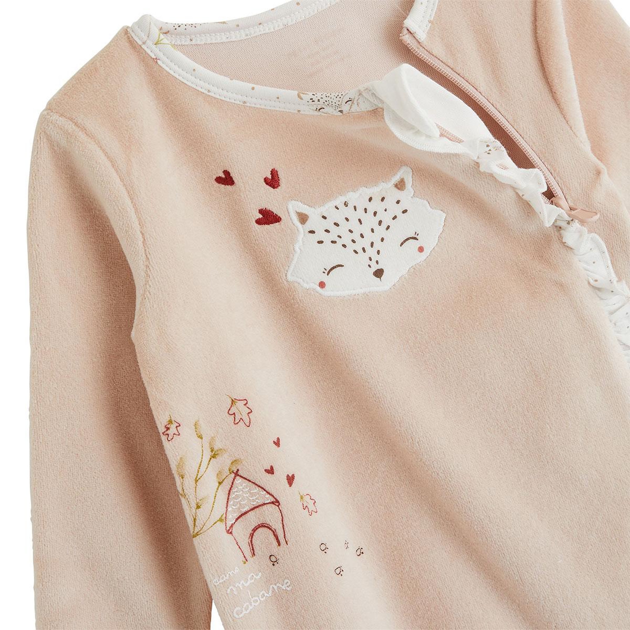 Voir la diapositive 3 : PETIT BEGUIN Pyjama bébé en velours ouverture zippée doucette