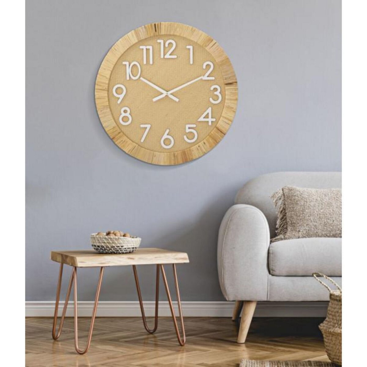 Paris Prix Horloge Murale en Rotin  Boho Plus  60cm Naturel