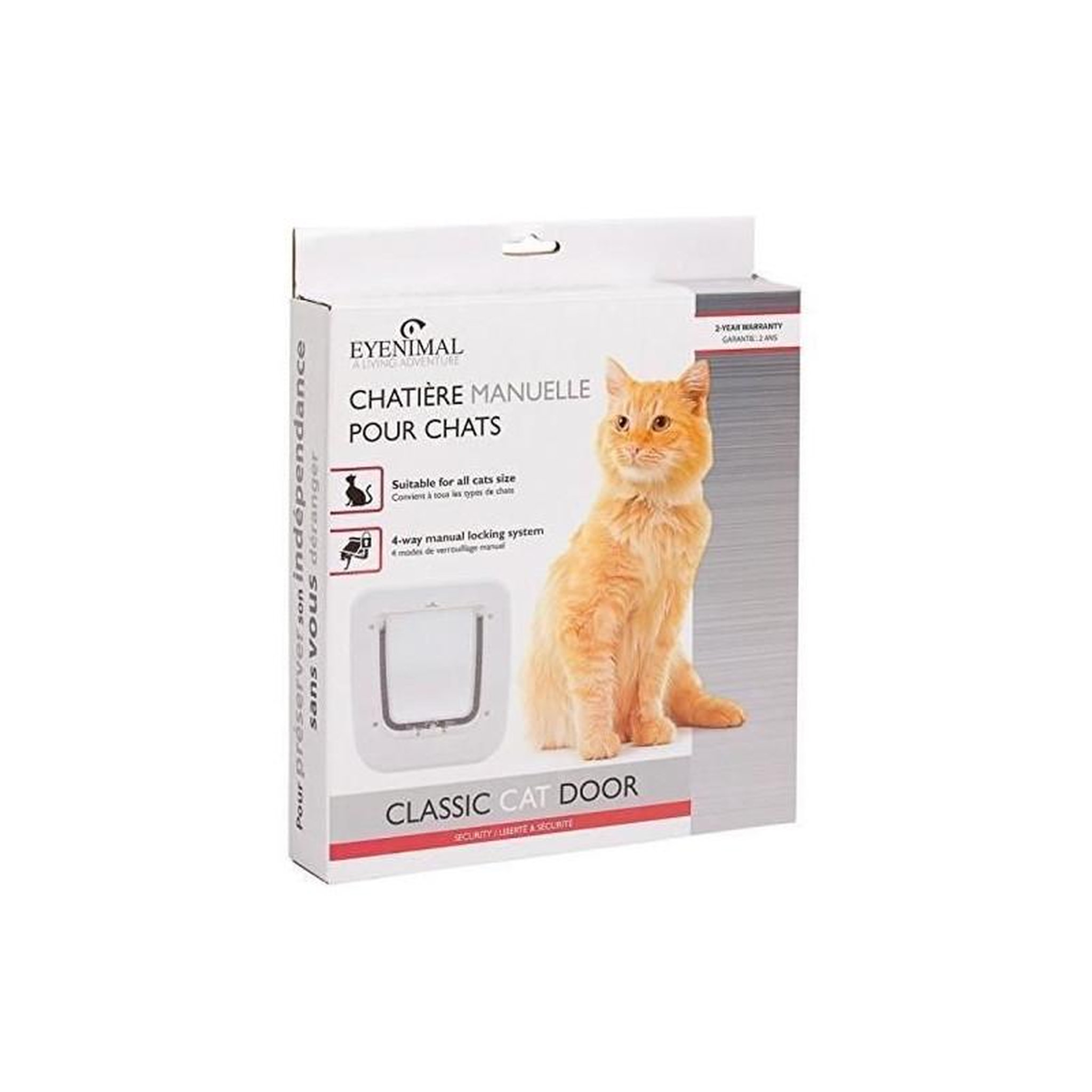 Voir la diapositive 3 : NUM'AXES NUMAXES Chatiere manuelle classique - 4 modes de verrouillage - Pour chat