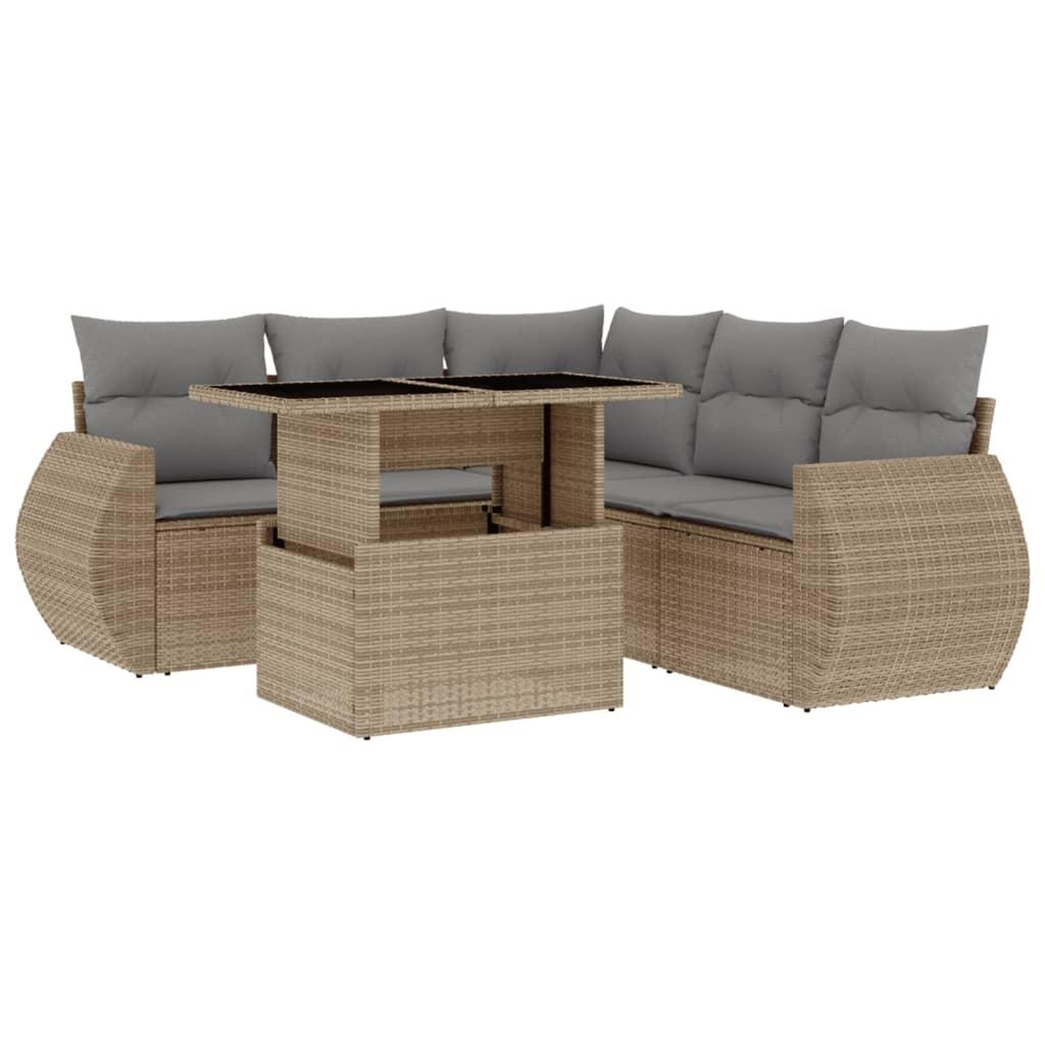 Voir la diapositive 2 : VIDAXL Salon de jardin avec coussins 6 pcs beige resine tressee