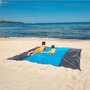 LINXOR Tapis de plage anti-sable imperméable 270 x 240 cm - Bleu et gris