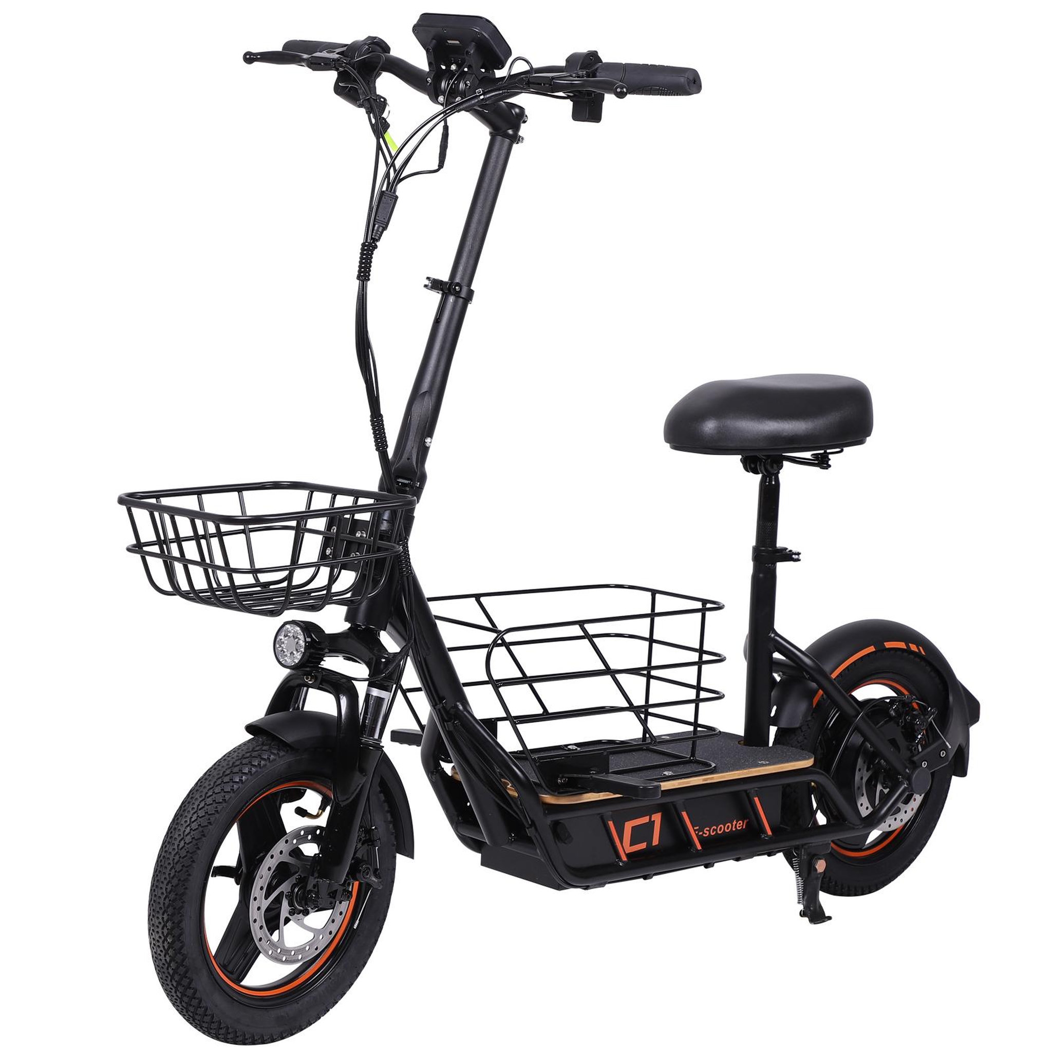 Voir la diapositive 5 : FREEBOY Trottinette électrique freeboy h14 avec siège et panier, autonomie de 35 km, pneus de 14 pouces
