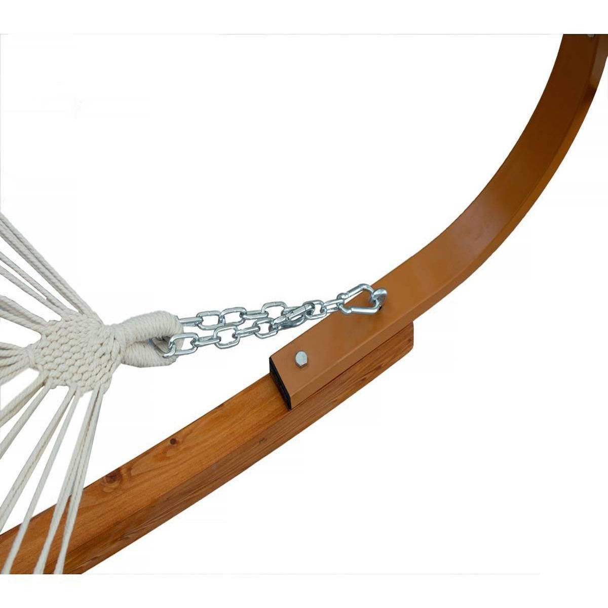 Habitat et Jardin Hamac bois  Dallas XL  - Avec toile en coton et auvent - Ecru