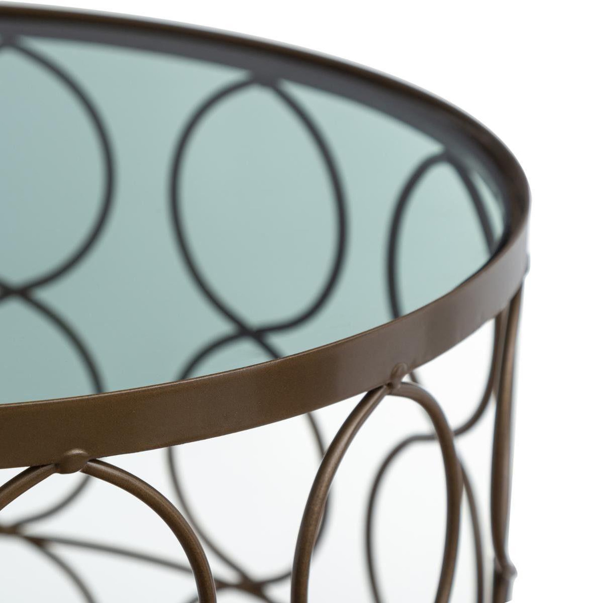 Voir la diapositive 2 : ATMOSPHERA Lot de 2 Tables d'Appoint Design  Archi  44cm Or