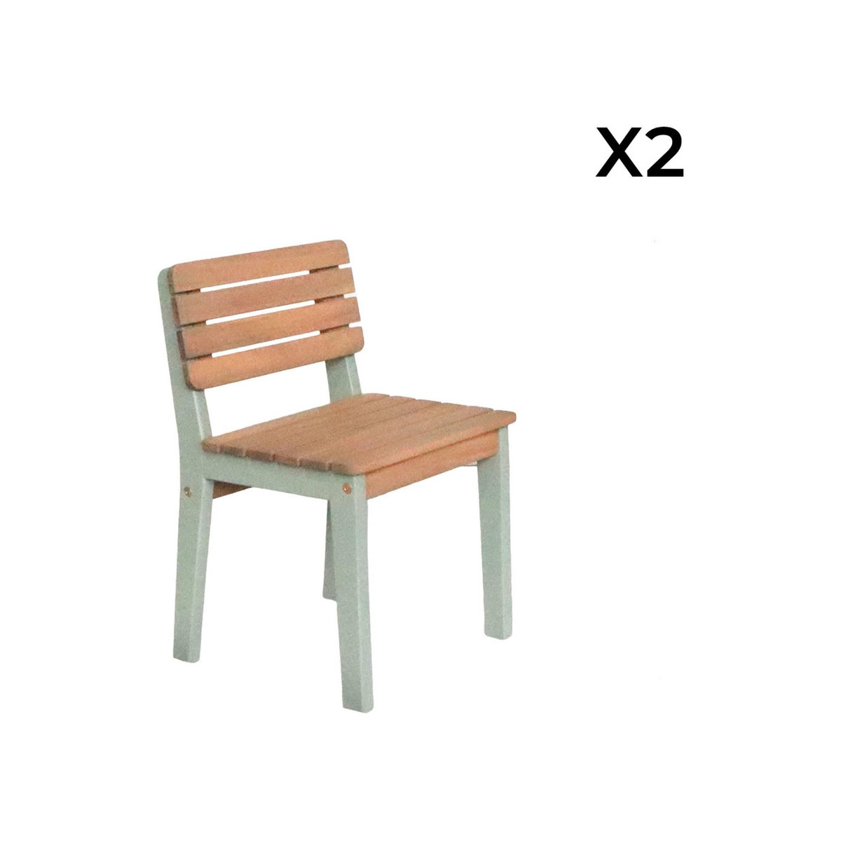 SWEEEK Table de jardin enfant bois d'acacia + 4 assises vert de gris - Caroline