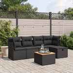 VIDAXL Salon de jardin 6 pcs avec coussins noir resine tressee