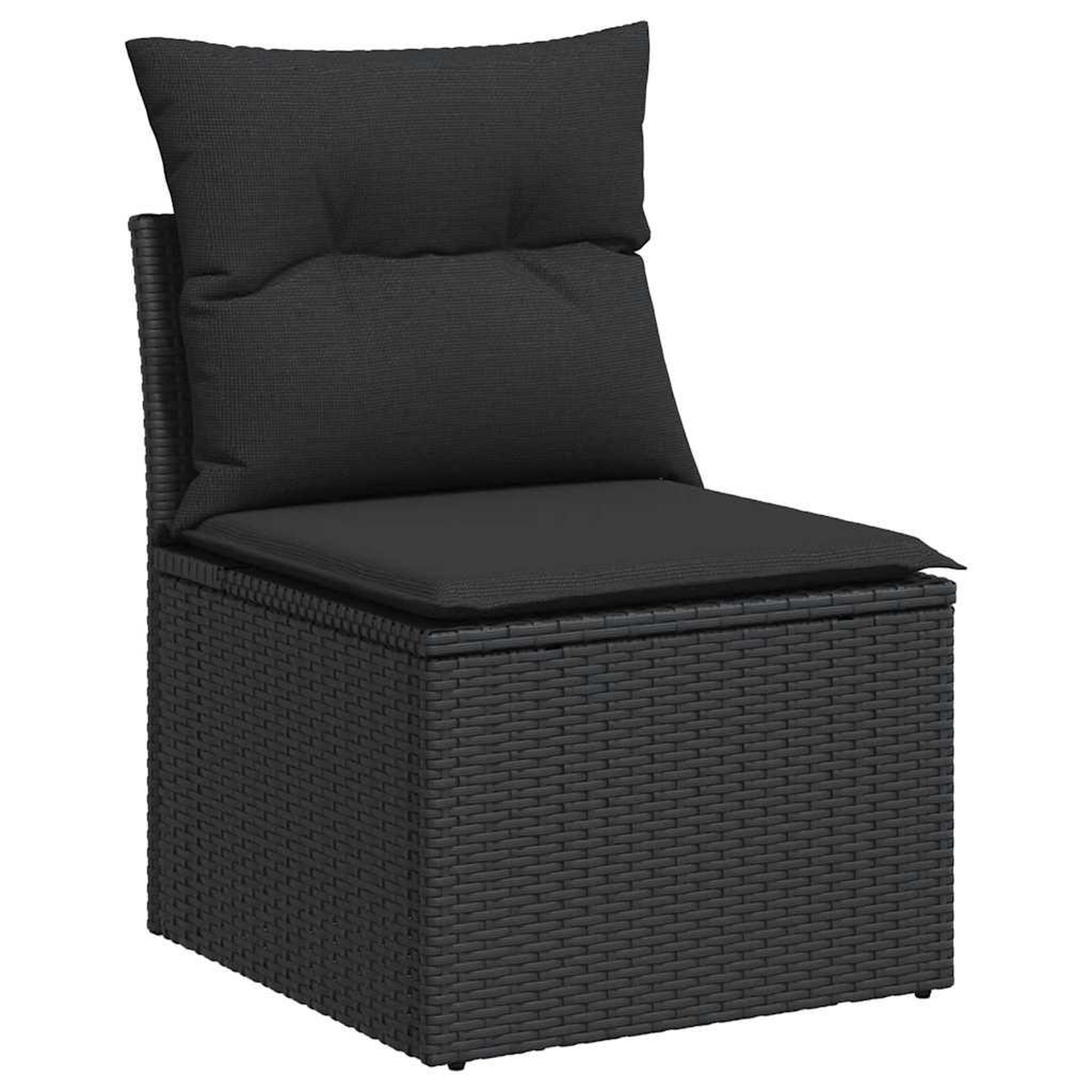 Voir la diapositive 4 : VIDAXL Salon de jardin 7 pcs avec coussins noir resine tressee