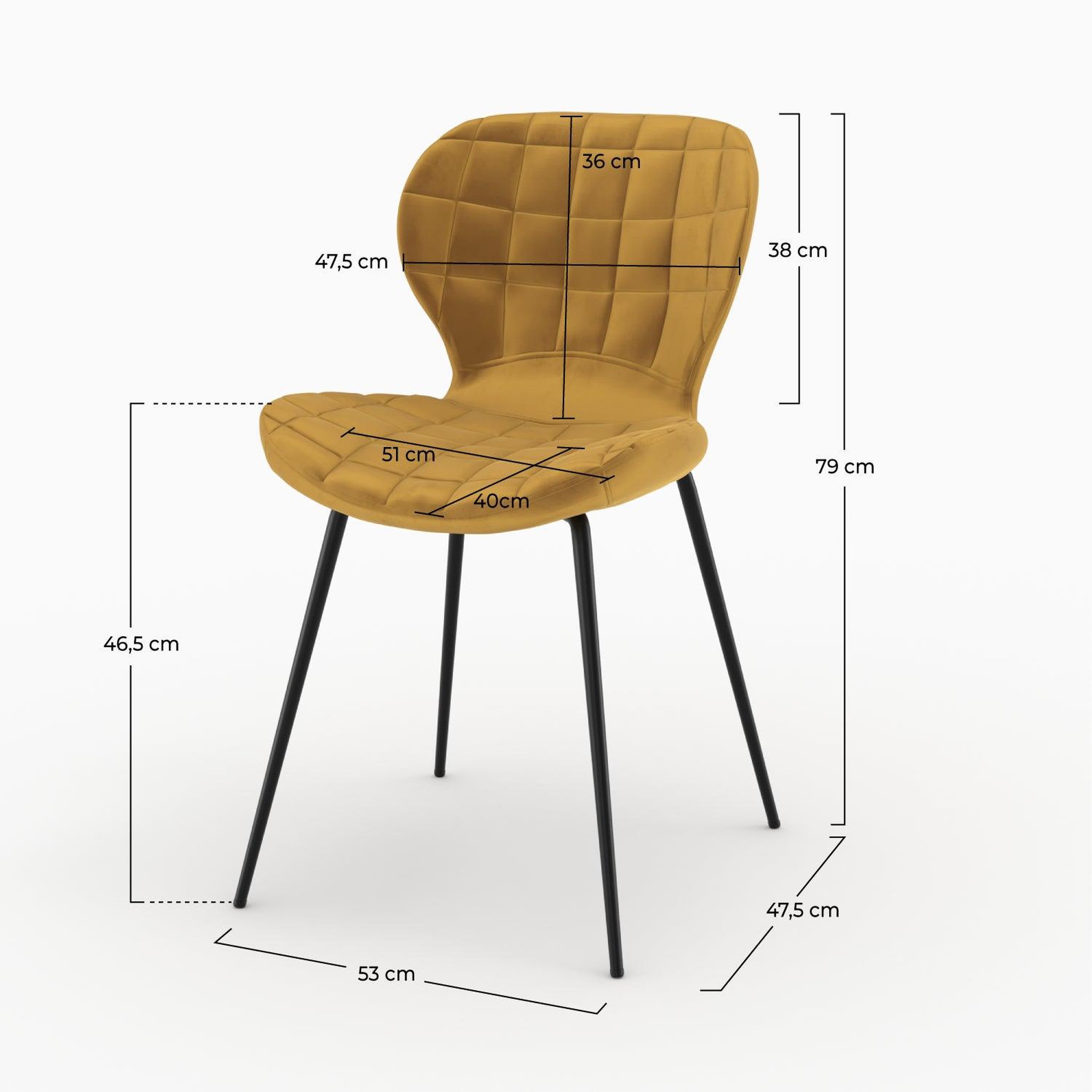 Voir la diapositive 4 : MAISON PAVANE Lot de 2 chaises en velours jaune curry-mazzia