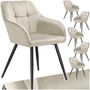 Voir la diapositive 1 : tectake Chaise de salle à manger rembourrée et en velours matelassé crème/noir Lot de 6