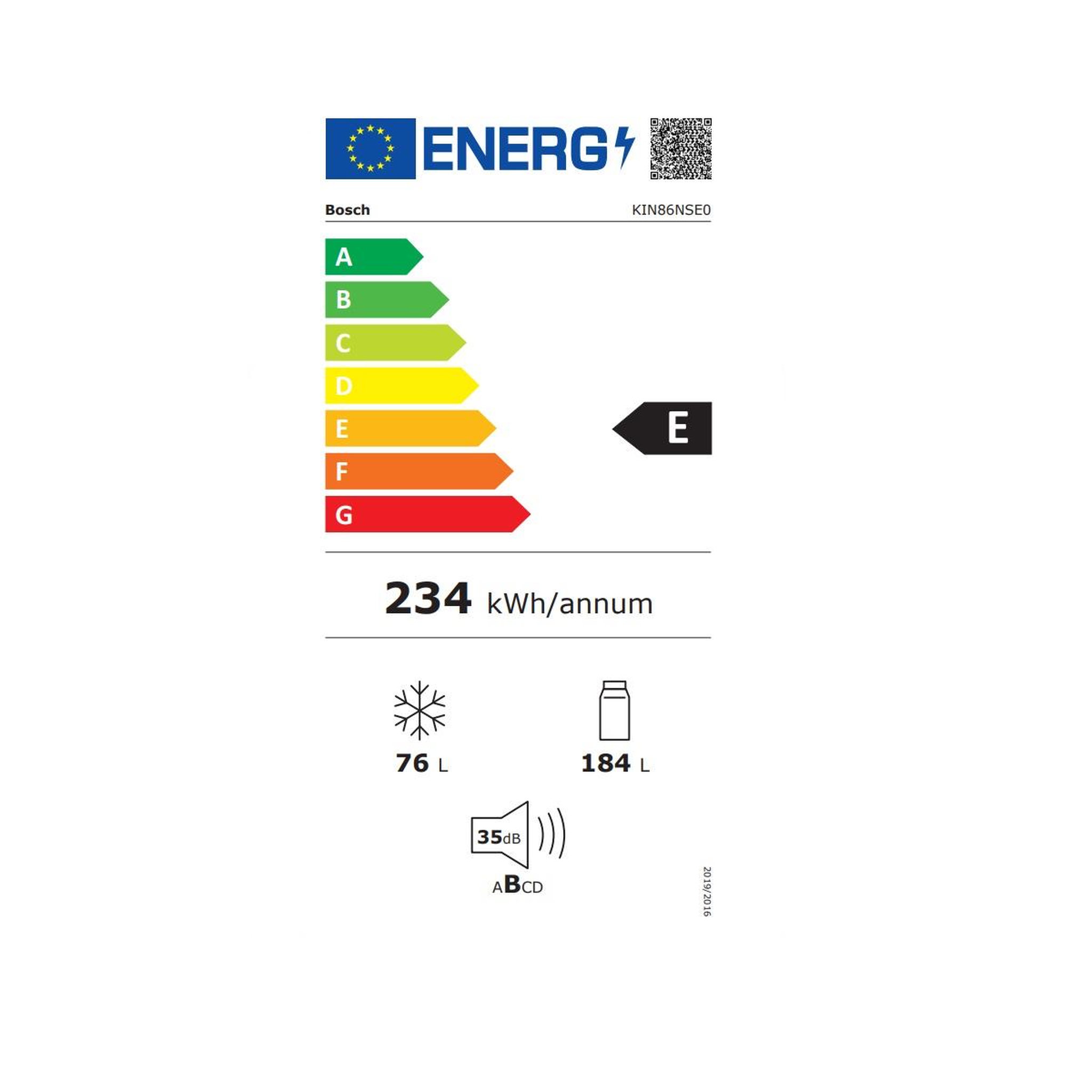 Voir la diapositive 2 : BOSCH Réfrigérateur combiné intégrable à glissières 260l blanc - kin86nse0