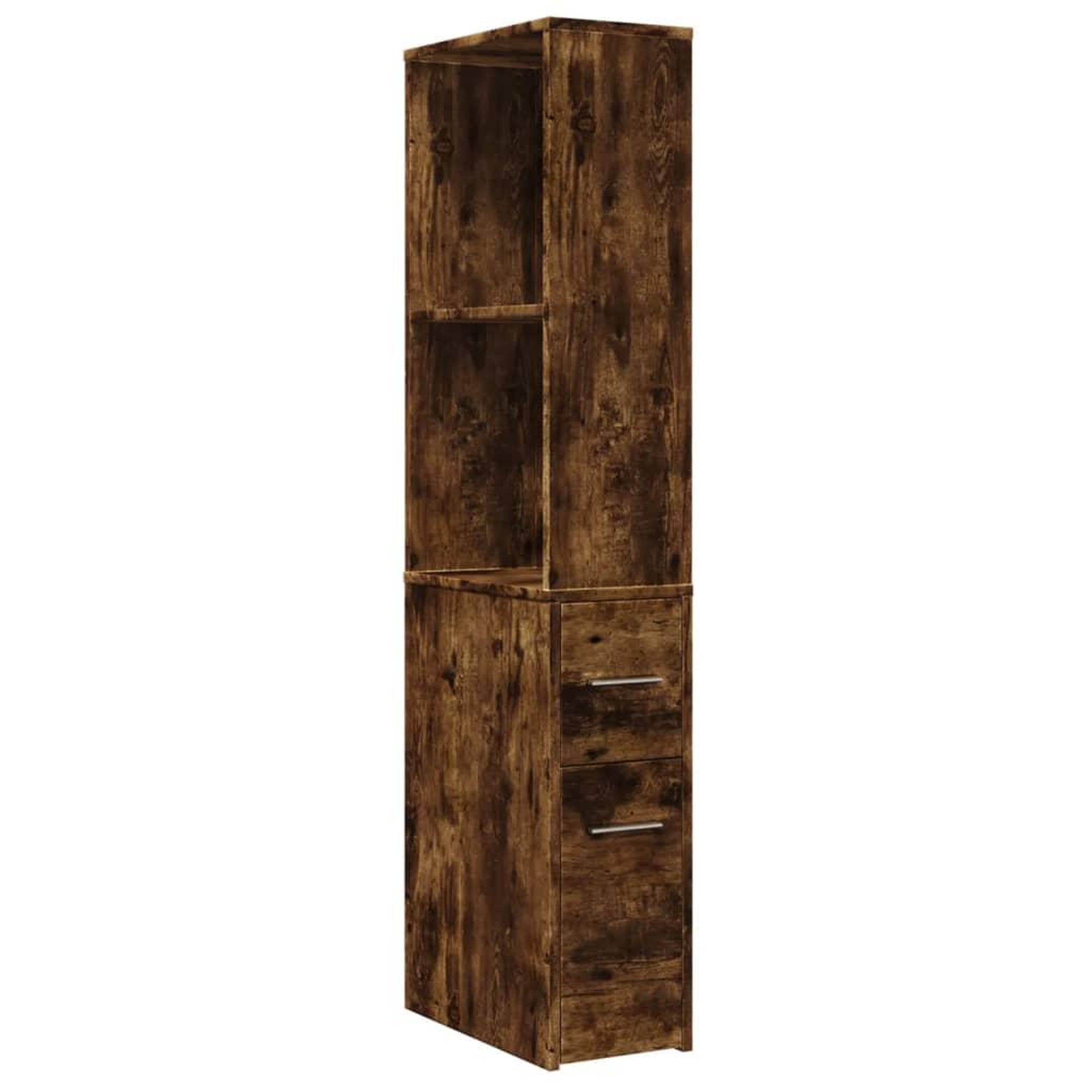 Voir la diapositive 2 : VIDAXL Armoire de salle de bain etroite avec roulettes chene fume