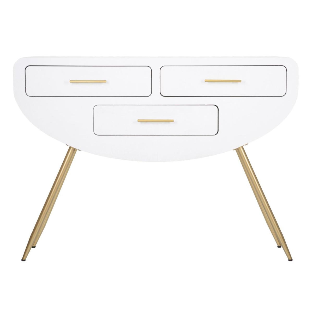 Paris Prix Console 3 Tiroirs Design  Venus  110cm Blanc & Or