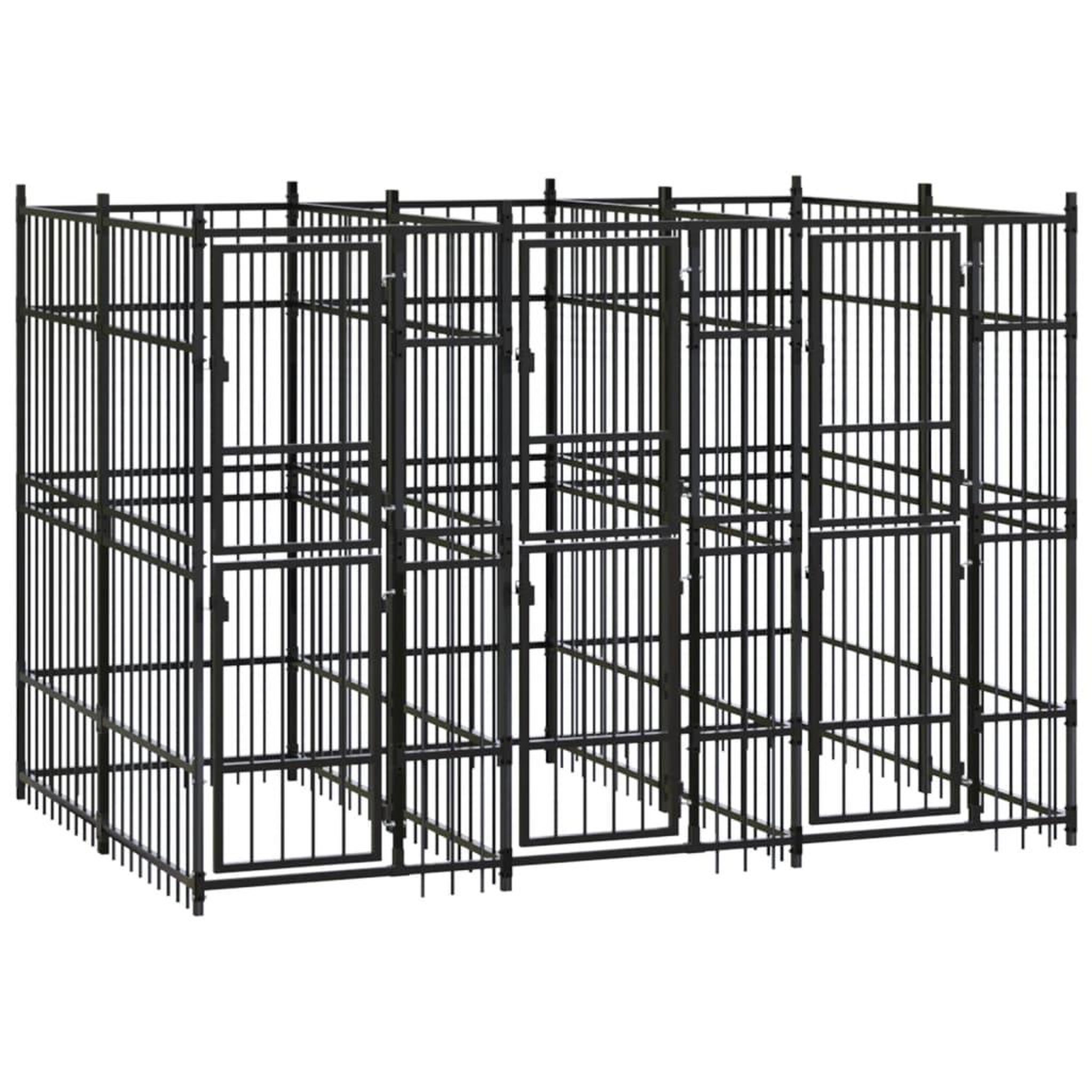 Voir la diapositive 1 : VIDAXL Chenil d'exterieur pour chiens Acier 5,53 m²