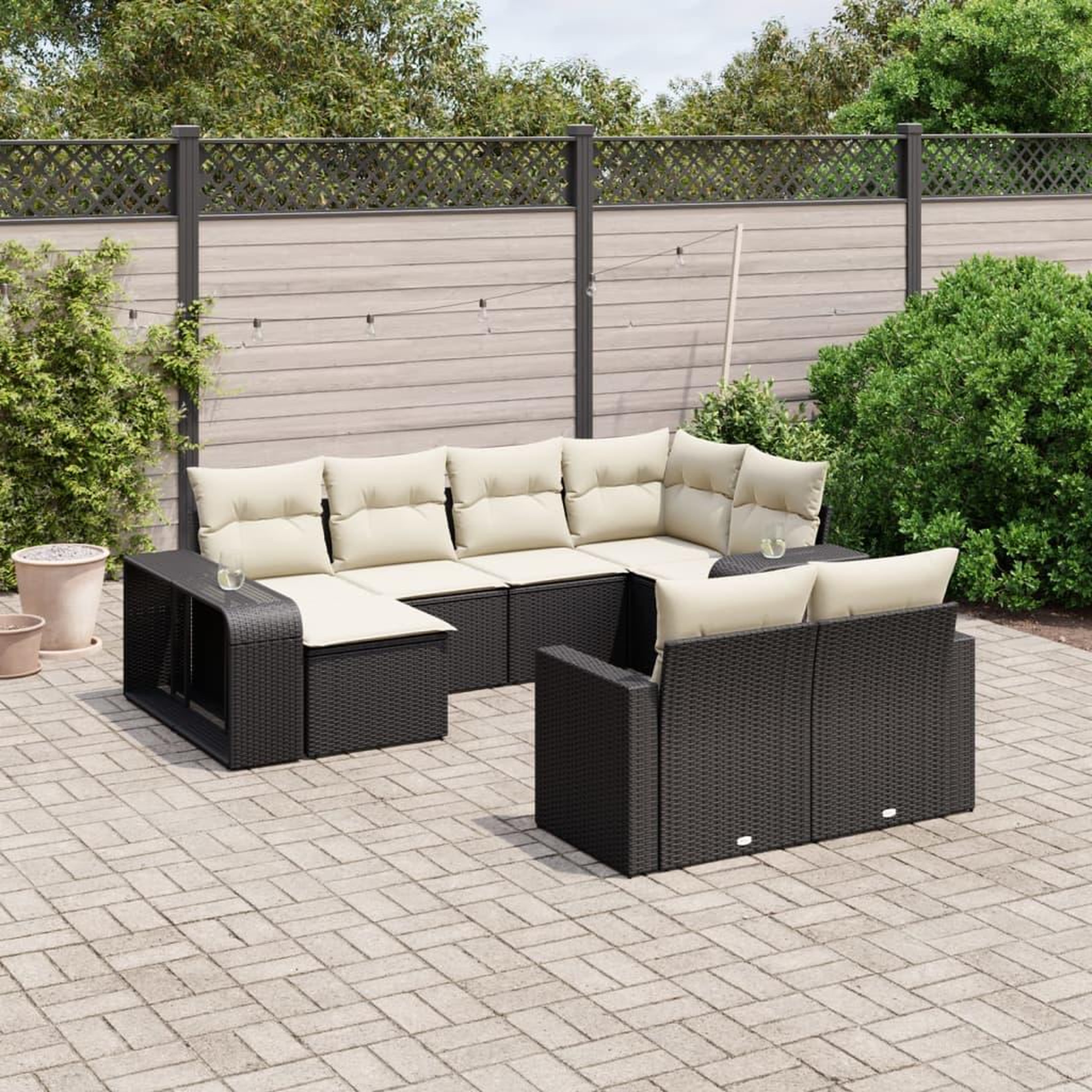 VIDAXL Salon de jardin 10 pcs avec coussins noir resine tressee