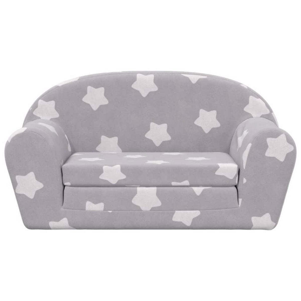 VIDAXL Canape-lit enfant 2 places gris clair etoiles peluche douce