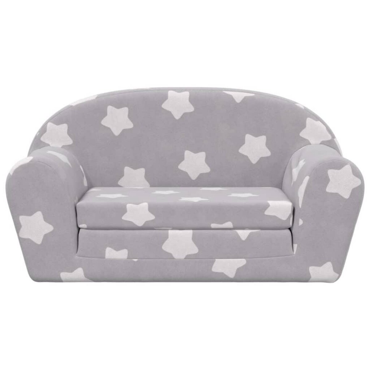 VIDAXL Canape-lit enfant 2 places gris clair etoiles peluche douce