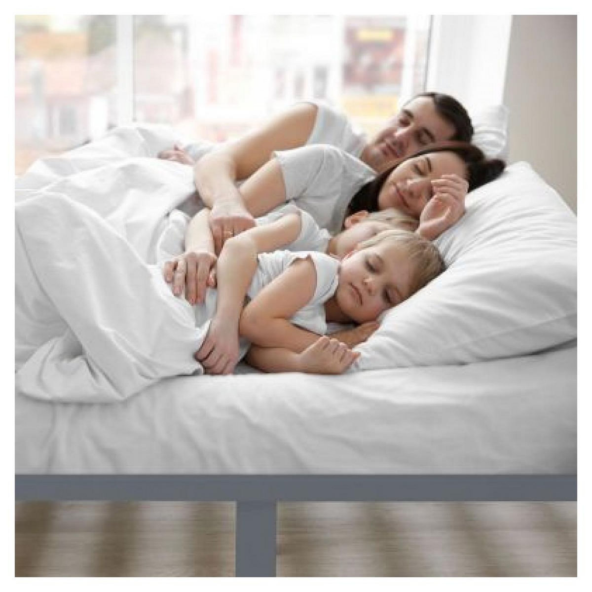 HomeStyle4U Lit Familial Palette 270x200 cm en Gris - Espace Confortable pour Toute la Famille