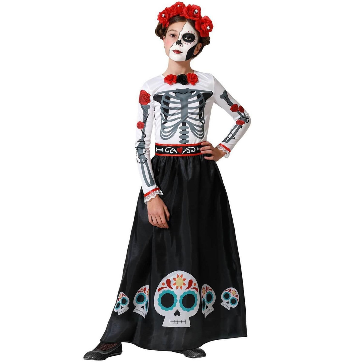 ATOSA Déguisement squelette mexicain - Fille - 3/4 ans (96 à 104 cm)