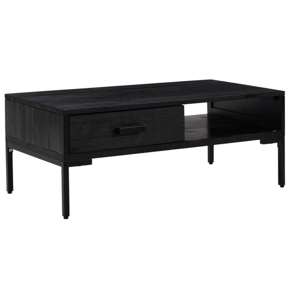 VIDAXL Table basse Noir 90x50x35 cm Bois de pin massif