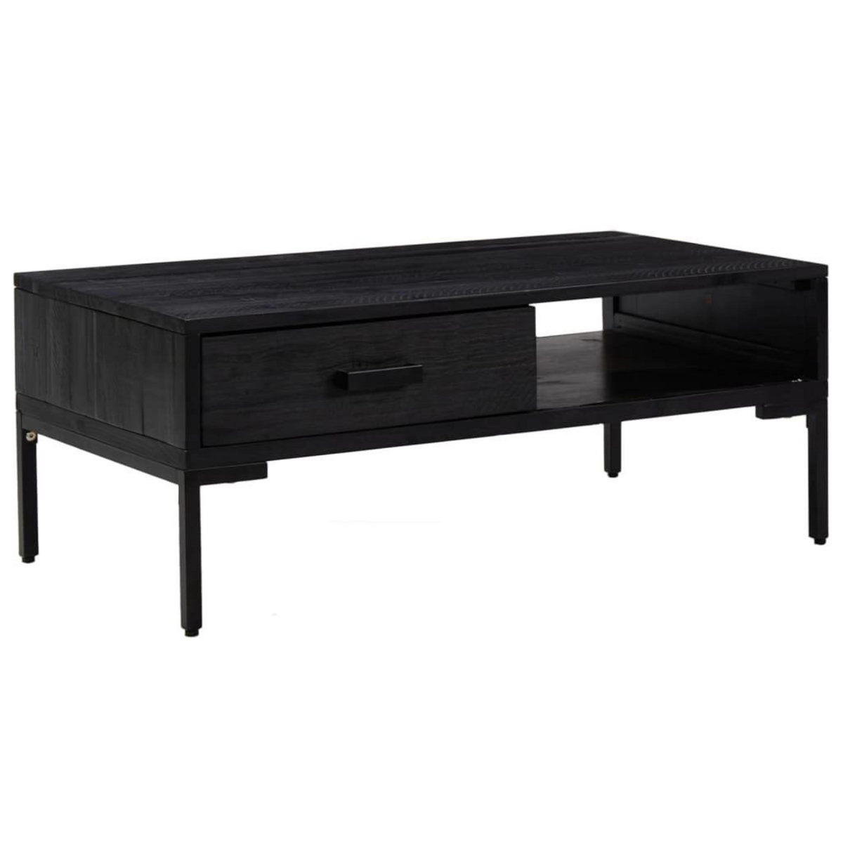 VIDAXL Table basse Noir 90x50x35 cm Bois de pin massif