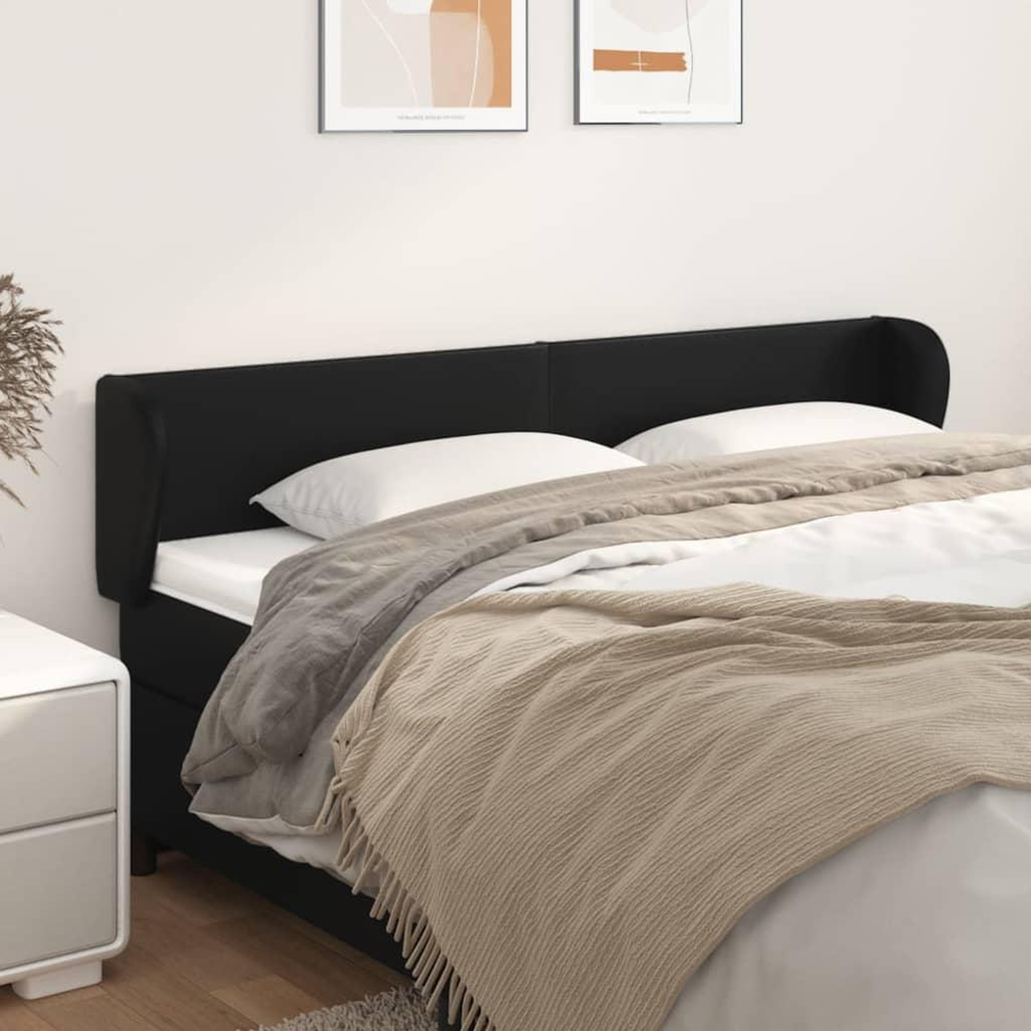 Voir la diapositive 1 : VIDAXL Tete de lit avec oreilles Noir 163x23x78/88 cm Similicuir