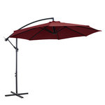 OUTSUNNY Parasol déporté octogonal inclinable manivelle pied acier Ø 3 x 2,5H m bordeaux