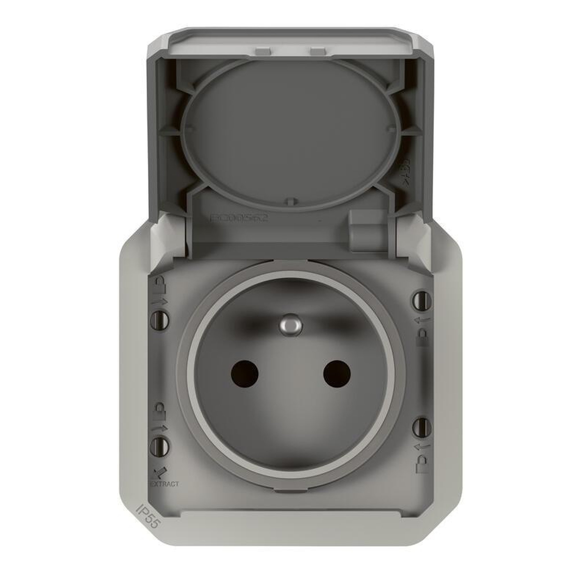 Voir la diapositive 2 : Legrand Prise de courant 2P+T étanche PLEXO 16A 250V avec enjoliveur finition gris (boîte de 10) LEGRAND 069551L